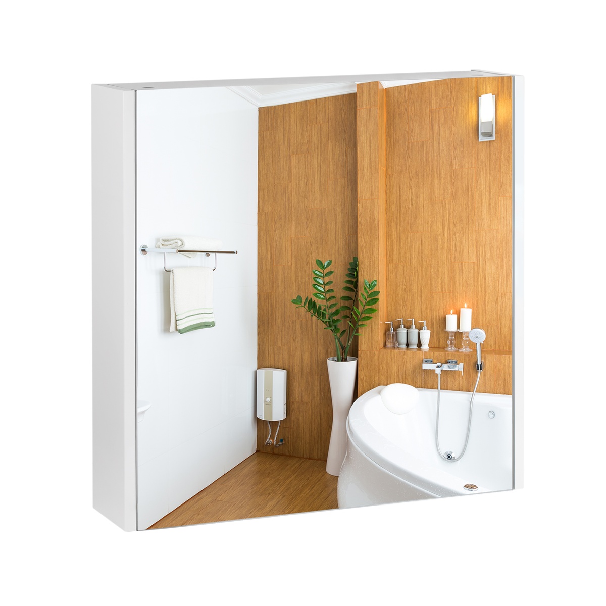 Шкафчик с зеркалом для ванны Q-TAP Scorpio 60x60x14.5см белый QT1477ZP651W