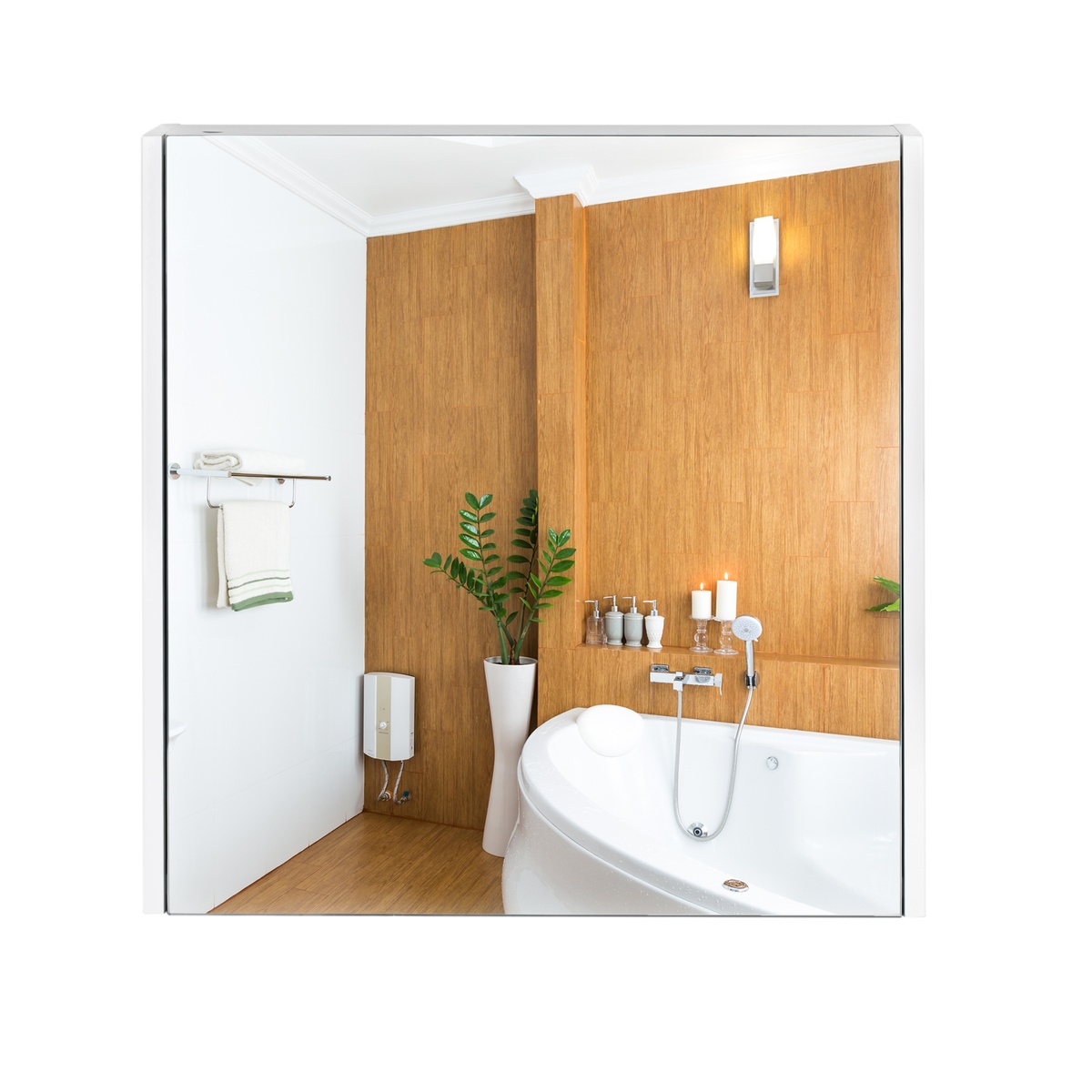 Шкафчик с зеркалом для ванны Q-TAP Scorpio 60x60x14.5см белый QT1477ZP651W