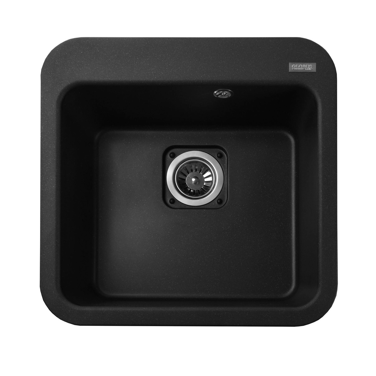 Мийка для кухні гранітна квадратна GLOBUS LUX BARBORA 510x510x190мм без сифону чорна 000007953