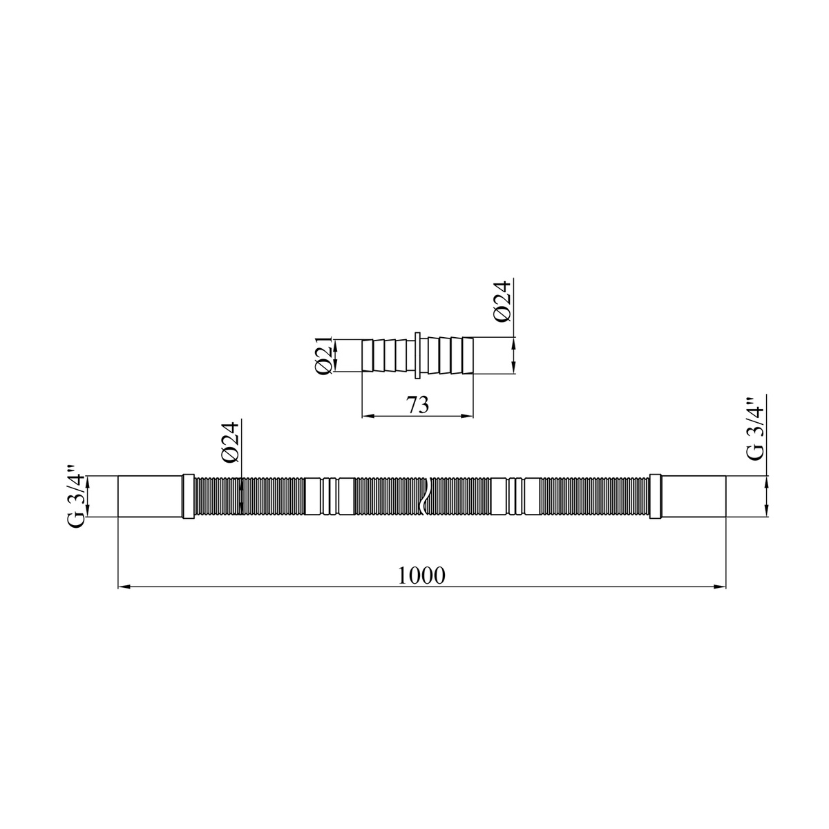 Шланг для слива воды KRONER KRP-DR100 вн-вн 3/4"x3/4" 100 см CV032092