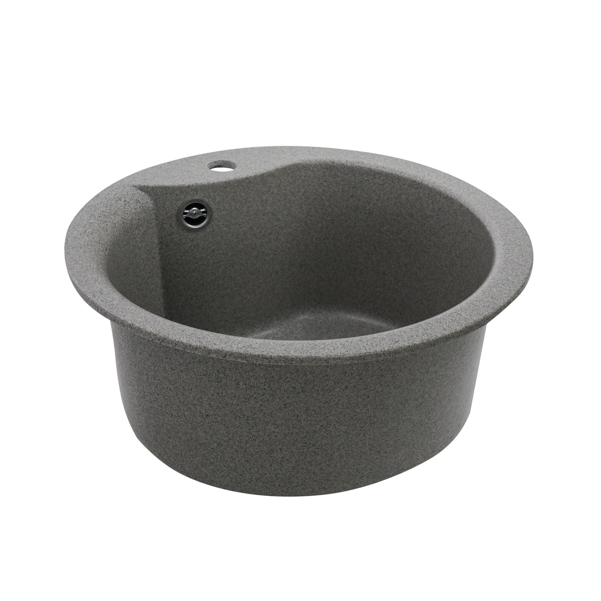 Мийка для кухні гранітна кругла PLATINUM 480 TURAS 480x480x220мм без сифону сіра PLS-A25044