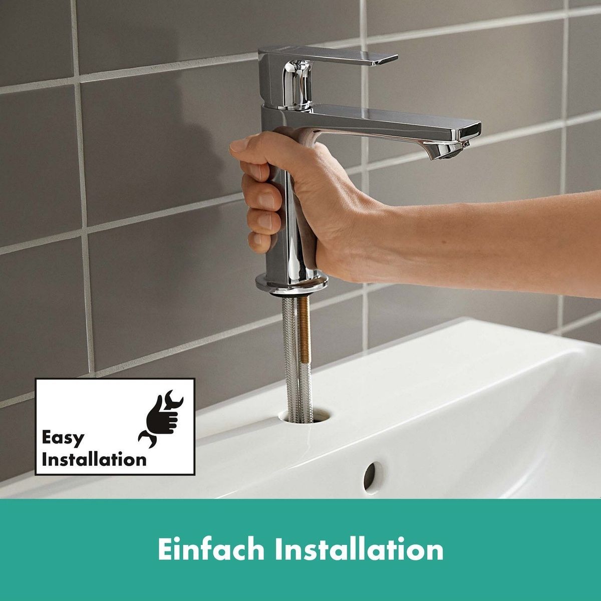 Змішувач для умивальника одноважільний HANSGROHE Rebris E EcoSmart+ хром латунь з донним клапаном 72589000