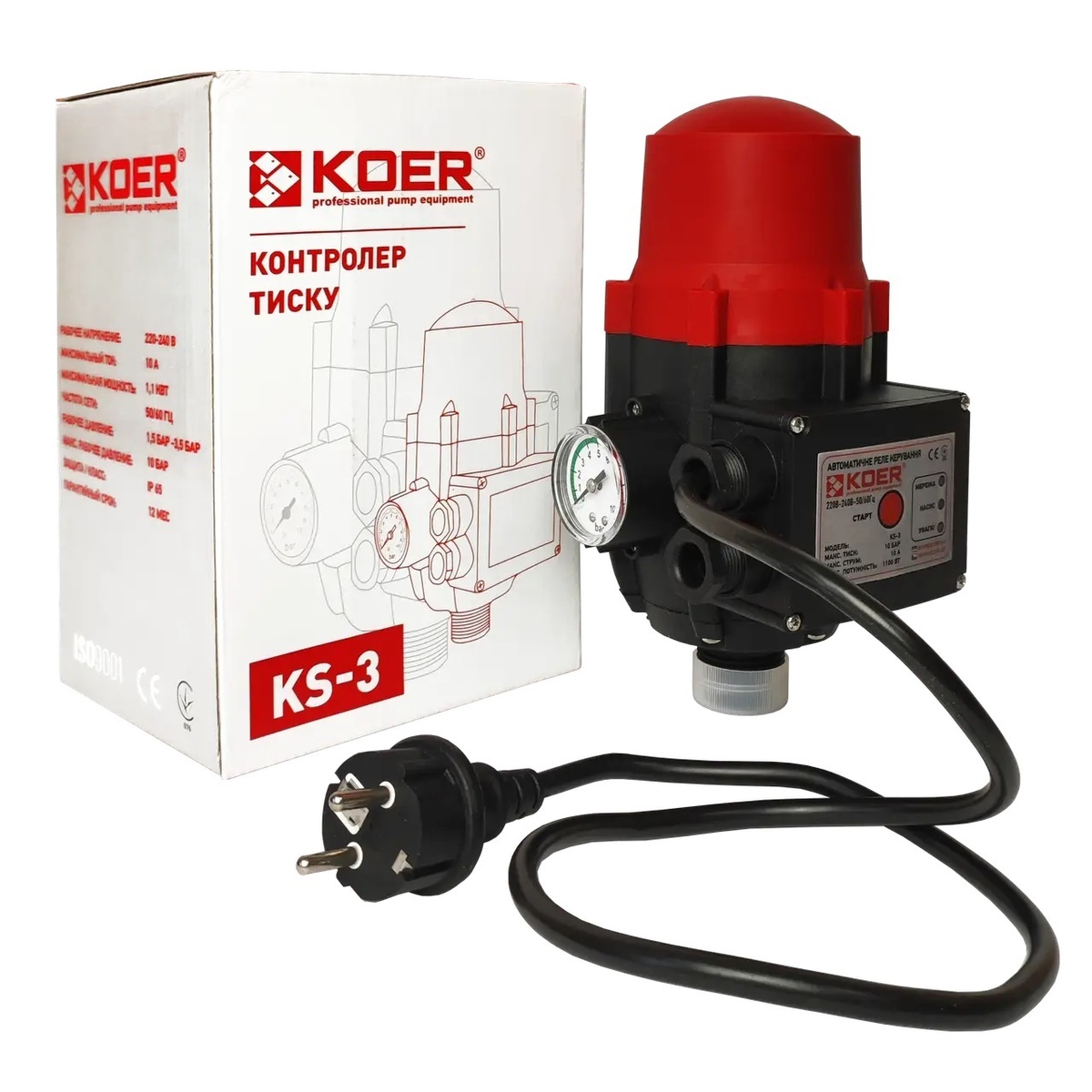 Електронний контролер тиску для насоса KOER 1.1 кВт 1" IP65 KS-3 KP2784
