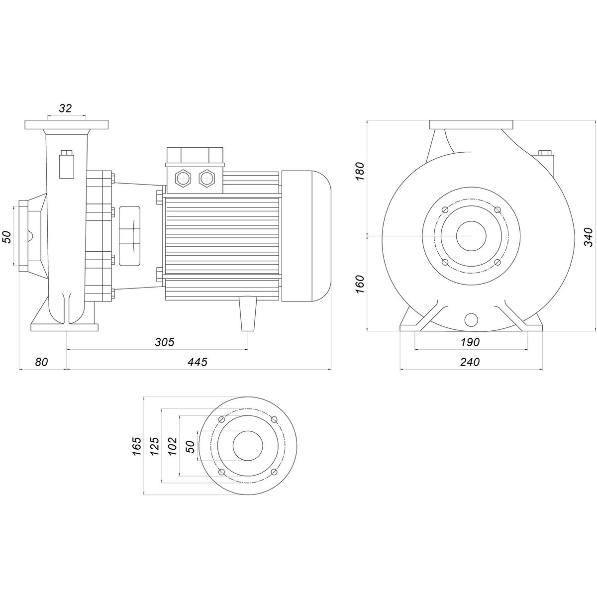 Насос поверхностный SAER центробежный IR 32-200NA 7500Вт 35м³/ч Hmax 63м 000019004