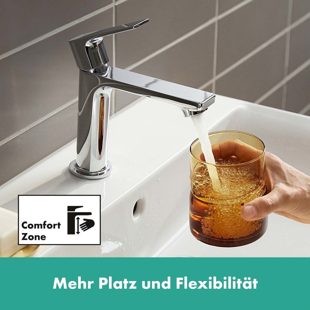 Змішувач для умивальника одноважільний HANSGROHE Rebris E EcoSmart+ хром латунь з донним клапаном 72589000