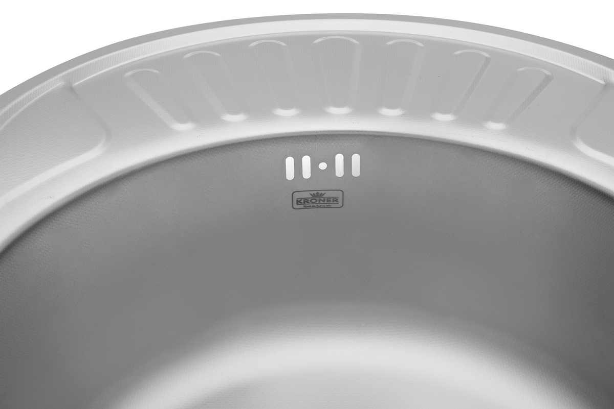 Мийка для кухні із нержавіючої сталі овальна KRONER KRP 570x450x180мм мікротекстура 0.8мм із сифоном CV022774