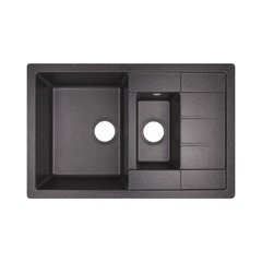 Кухонная мойка керамогранитная прямоугольная LIDZ BLA-03 500мм x 780мм черный на полторы чаши без сифона LIDZBLA03780495200