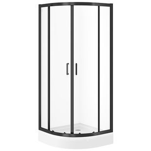 Кабіна для душу CERSANIT напівкругла дводверна без піддону Zip 90x90x190см прозорий вітраж 5 мм профіль чорний S163-008