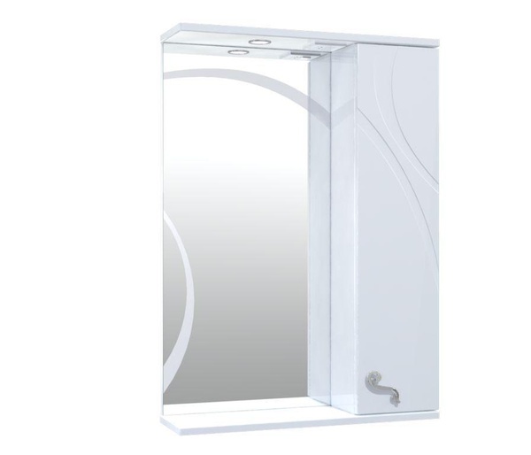 Шкафчик подвесной с зеркалом в ванную AQUARIUS RONDA 60x85x17см c подсветкой с полочкой белый AQ-U1113069826