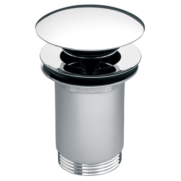 Донний клапан натискний для раковини FERRO 66мм із переливом латунь 1 1/4" глянцевий хром S285