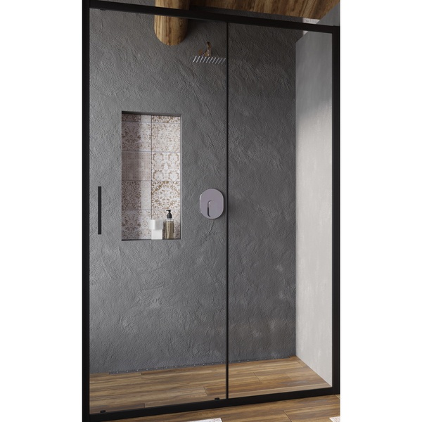 Двері для душової ніші RAVAK Blix Slim BLSDP2-120 скляні універсальні розсувні двосекційні 195x120см прозорі 6мм профіль чорний X0PMG0300Z1