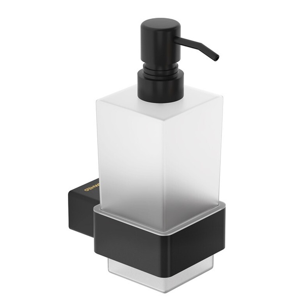 Дозатор для жидкого мыла GENWEC Pompei настенный на 250мл прямоугольный стеклянный черный GW05 59 04 03