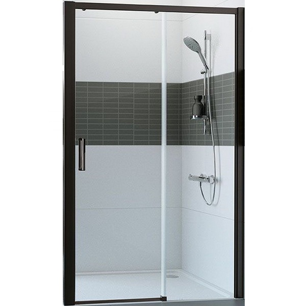 Двері скляні для душової ніші розсувні двосекційні HUPPE Classics 2 200x120см прозоре скло 6мм профіль чорний C25609.123.321