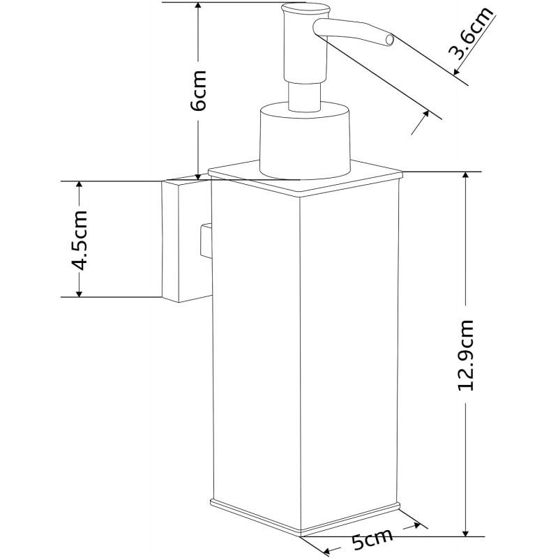 Дозатор для рідкого мила MEXEN SQUARE настінний на 180мл прямокутный із нержавіючої сталі хром MEX-70628-00