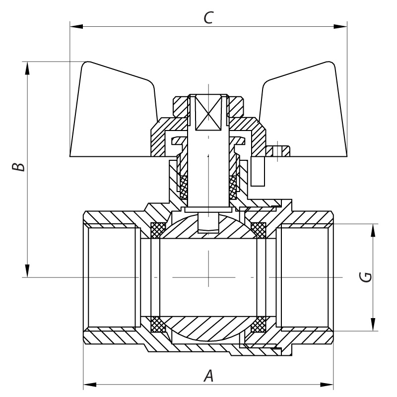 Кран кульовий FERRO 602 3/4" вн-вн PN25бар FE0557