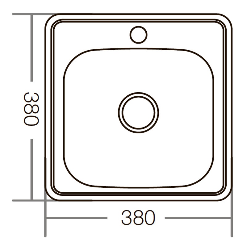 Мойка для кухни из нержавеющей стали квадратная ZERIX Z3838-06-160D 380x380x160мм микротекстура 0.6мм с сифоном ZM0556