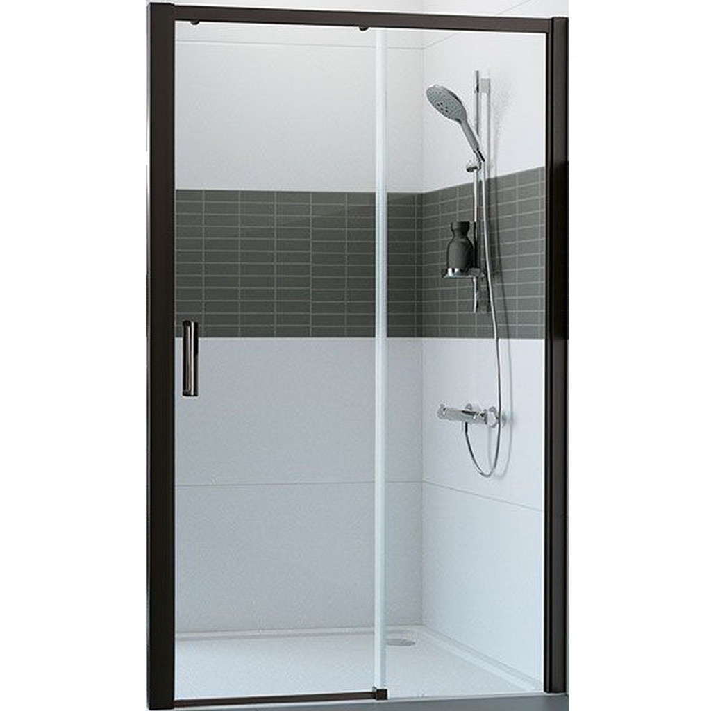 Двері скляні для душової ніші розсувні двосекційні HUPPE Classics 2 200x140см прозоре скло 6мм профіль чорний C25611.123.321