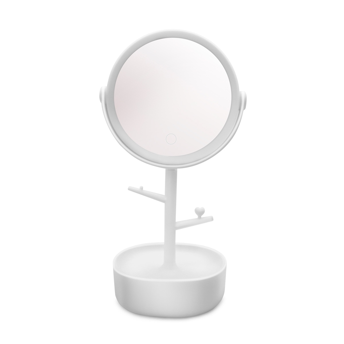 Косметичне дзеркало із підсвіткою MVM USB-порт кругле настільне пластикове біле BP-37 WHITE