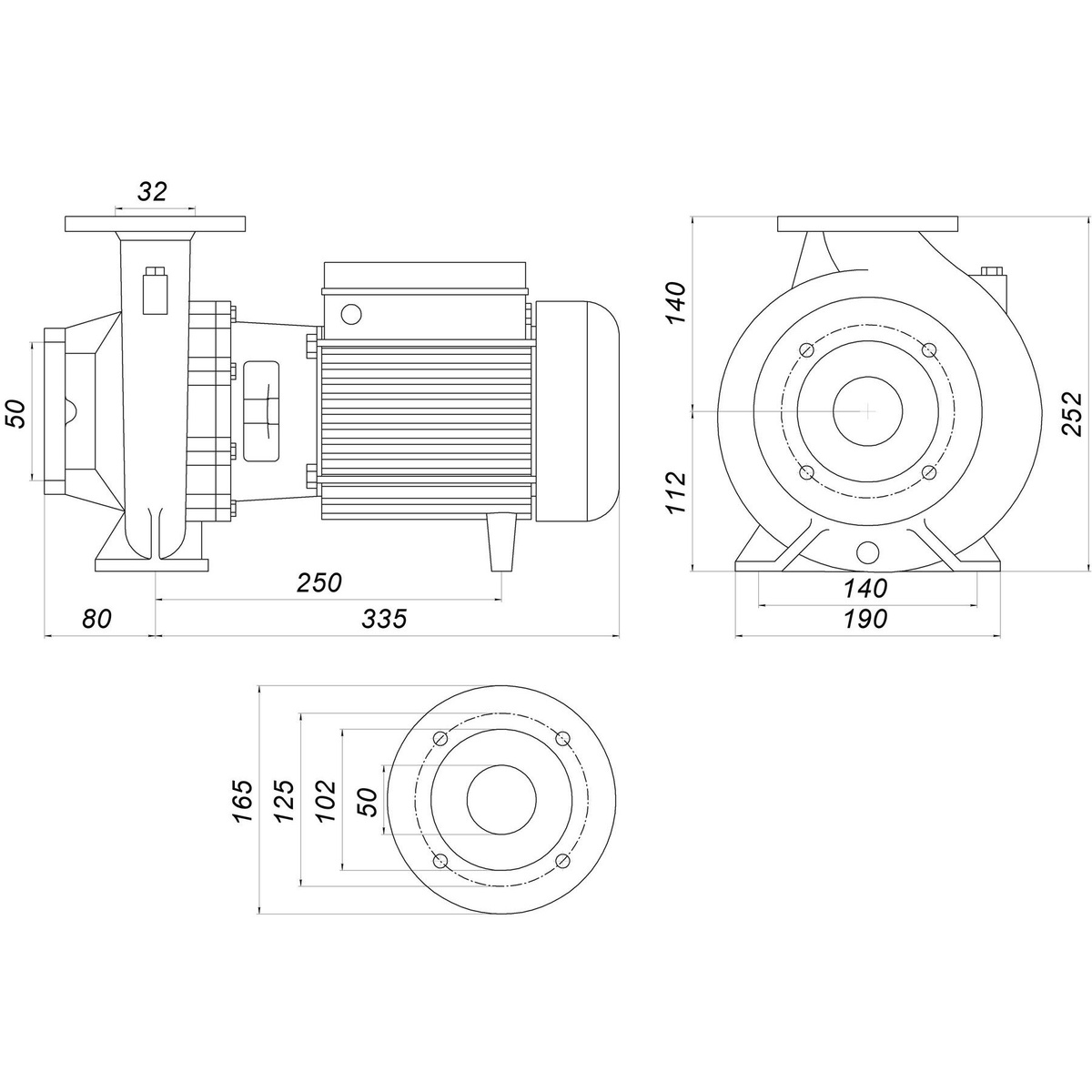 Насос поверхностный SAER центробежный IR 32-125A 1500Вт 20м³/ч Hmax 25.4м 000015655