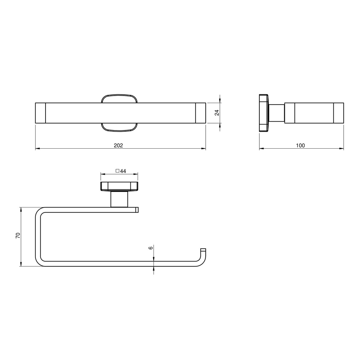 Тримач для рушників VOLLE TEO 15-88-340 202мм прямокутний металевий хром