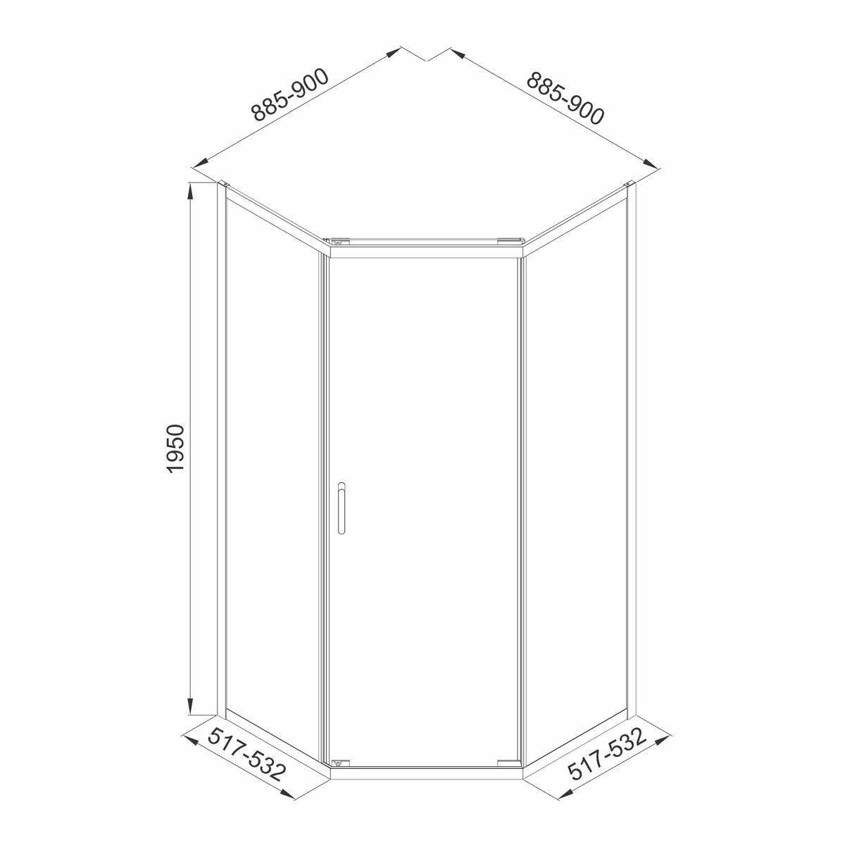 Кабина для душа IMPRESE пятиугольная без поддона Scala 90x90x195см тонированный витраж 6 мм профиль сатин s09806059GR