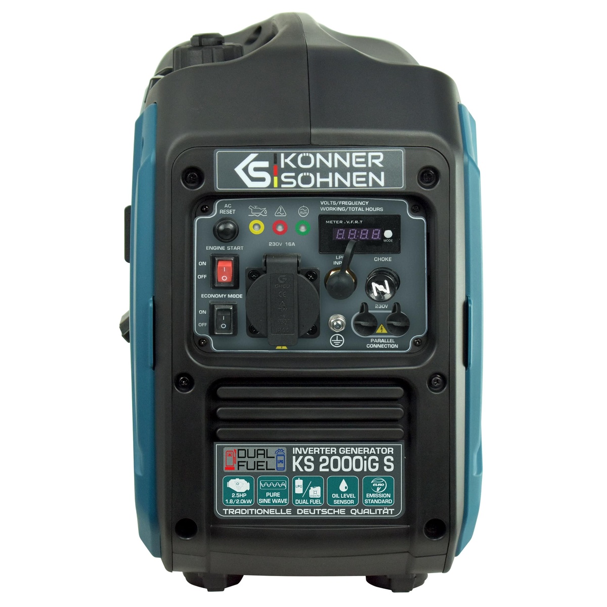 Генератор газо-бензиновий інверторний Konner&Sohnen KS 2000iG S, 230В, 2.0кВт, ручний запуск, 19кг