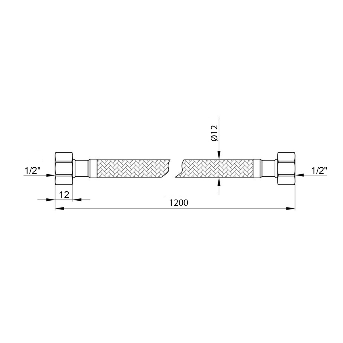 Шланг гибкий для подключения воды KRONER KRP-120 вн-вн 1/2"x1/2" 120 см нержавеющая оплетка CV023711