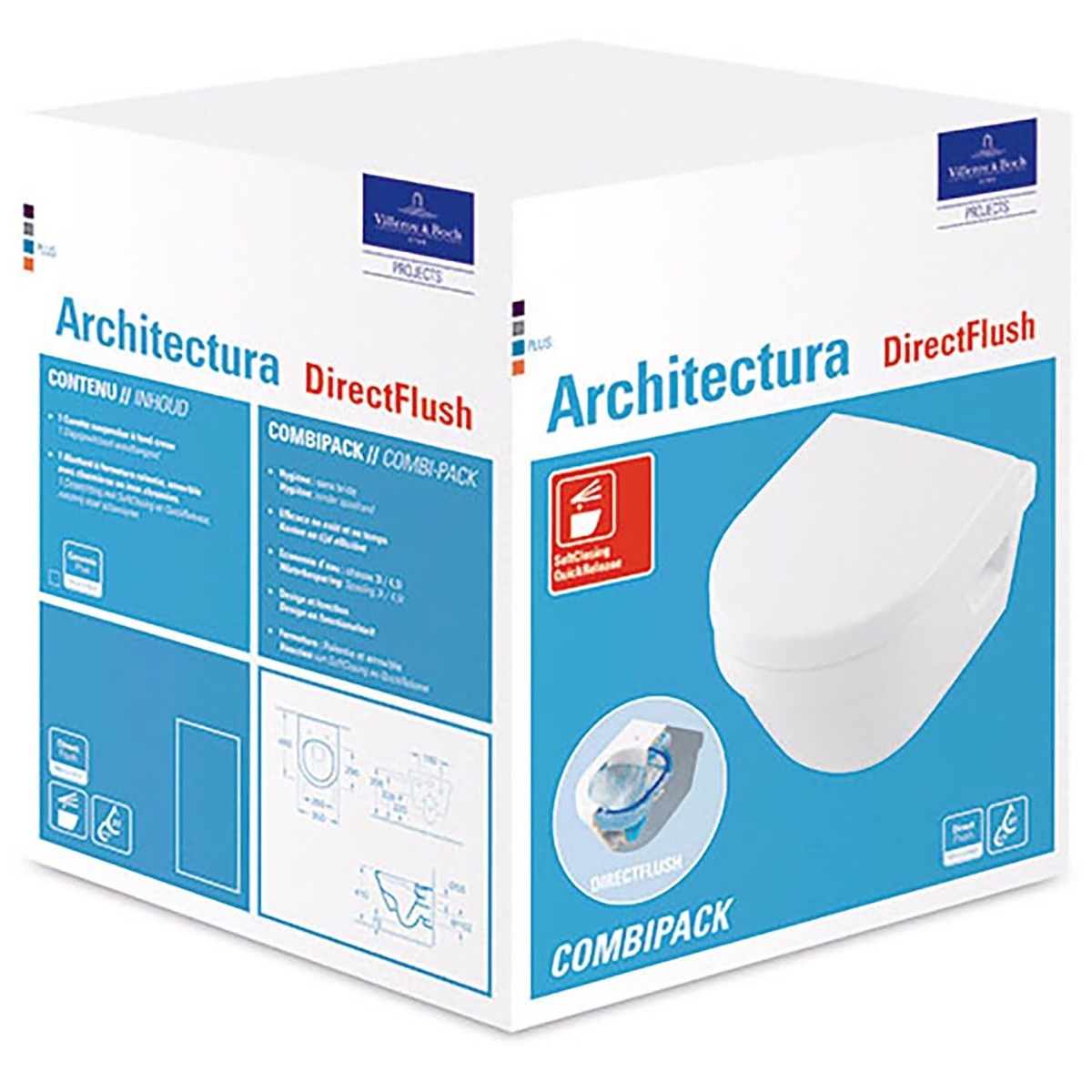 Унитаз подвесной безободковый белый VILLEROY&BOCH Architectura с сиденьем с микролифтом 4687HR01