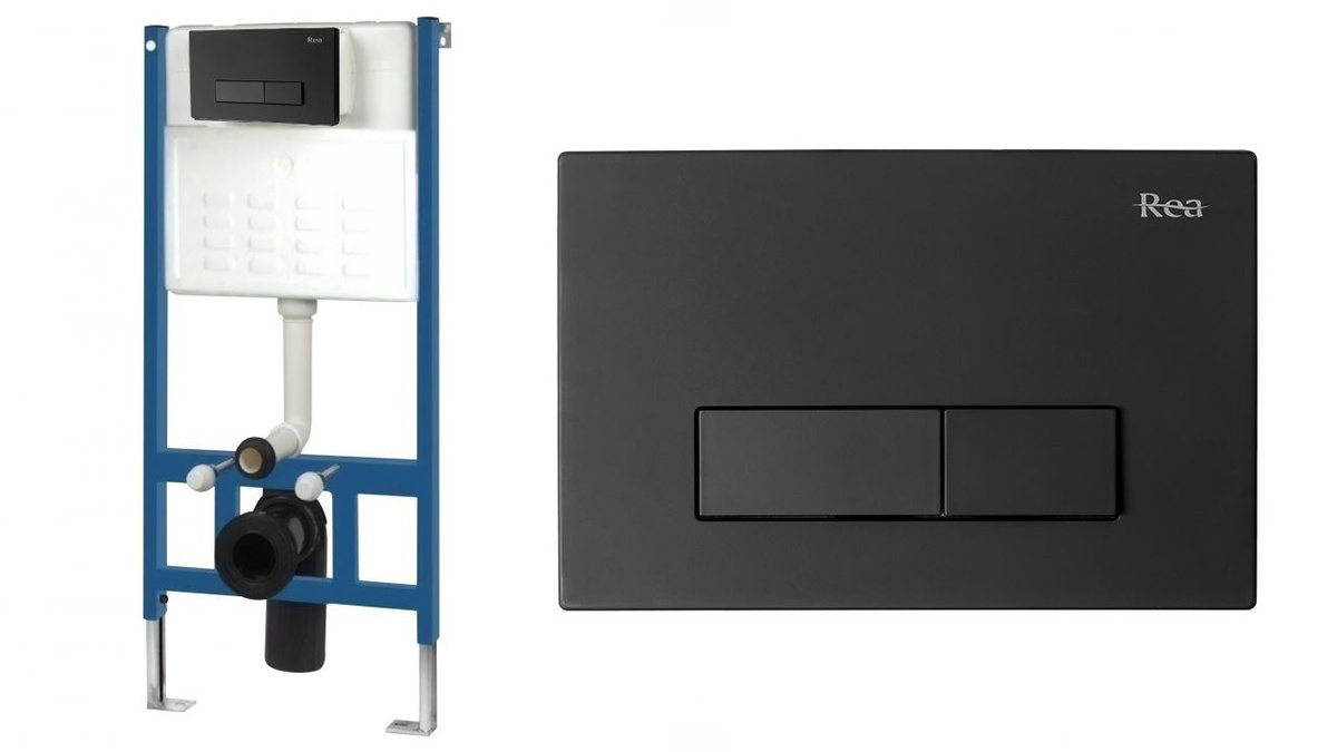 Інсталяція для унітазу REA H BLACK з кнопкою чорна матовая REA-E3650