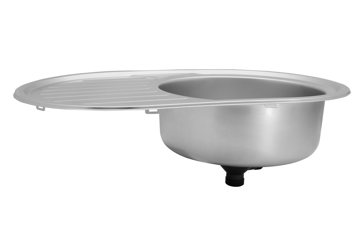 Мийка для кухні із нержавіючої сталі овальна KRONER KRP 770x500x180мм мікротекстура 0.8мм із сифоном CV022784