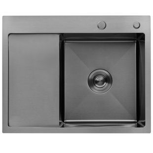 Мойка для кухни KRONER из нержавеющей стали KRP Schwarze-6350RHM 630x500мм прямоугольная интегрированная матовая 1мм черная с сифоном CV031323
