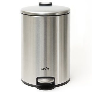 Ведро для мусора на 20л круглое MVM с крышкой и педалью 455x292x292мм нержавеющая сталь сатин BIN-16 20L SS