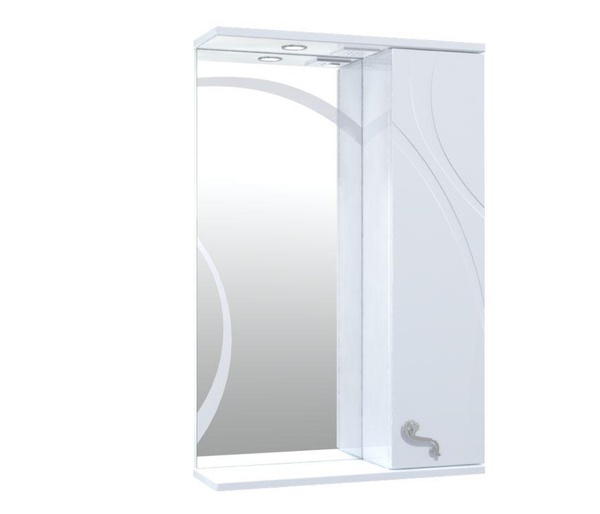 Шкафчик подвесной с зеркалом в ванную AQUARIUS RONDA 55x85x17см c подсветкой с полочкой белый AQ-U1113069794