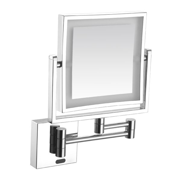 Косметическое зеркало с подсветкой VOLLE 2500.280601 прямоугольное подвесное металлическое хром
