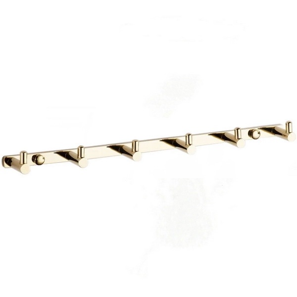 Тримач з гачками для рушників MEXEN 350мм шестерний округлий металевий золото MEX-709166-50