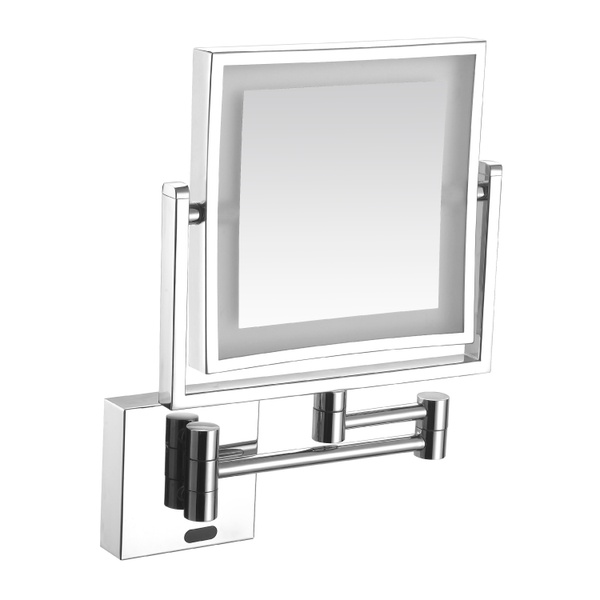 Косметичне дзеркало із підсвіткою VOLLE 2500.280601 прямокутне підвісне металеве хром