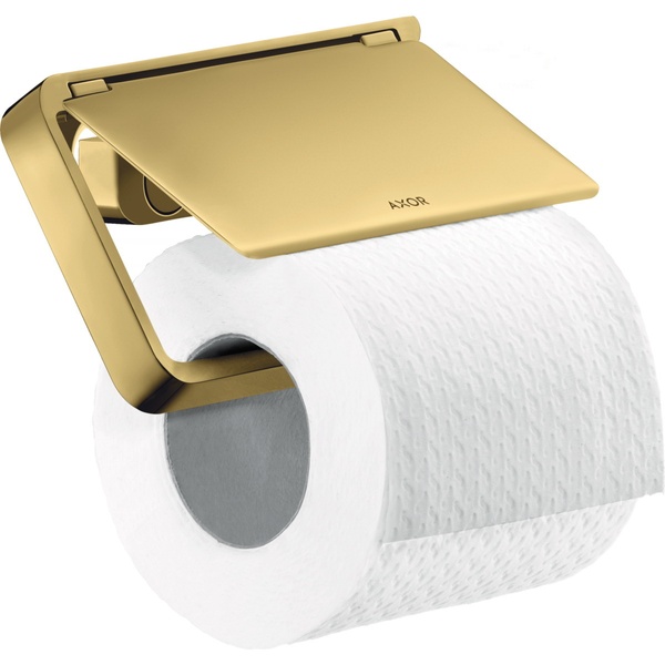 Держатель для туалетной бумаги с крышкой HANSGROHE AXOR Universal прямоугольный металлический золото 42836990