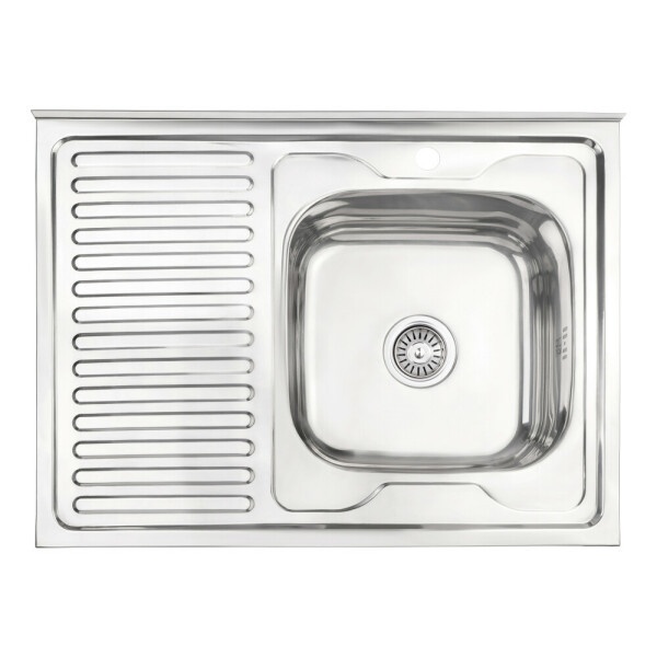 Мийка для кухні із нержавіючої сталі прямокутна накладна WEZER 800x600x160мм глянцева 0.6мм із сифоном W8060R