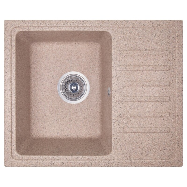 Кухонная мойка из искусственного камня прямоугольная COSH 550мм x 450мм бежевый с сифоном COSH5546K300