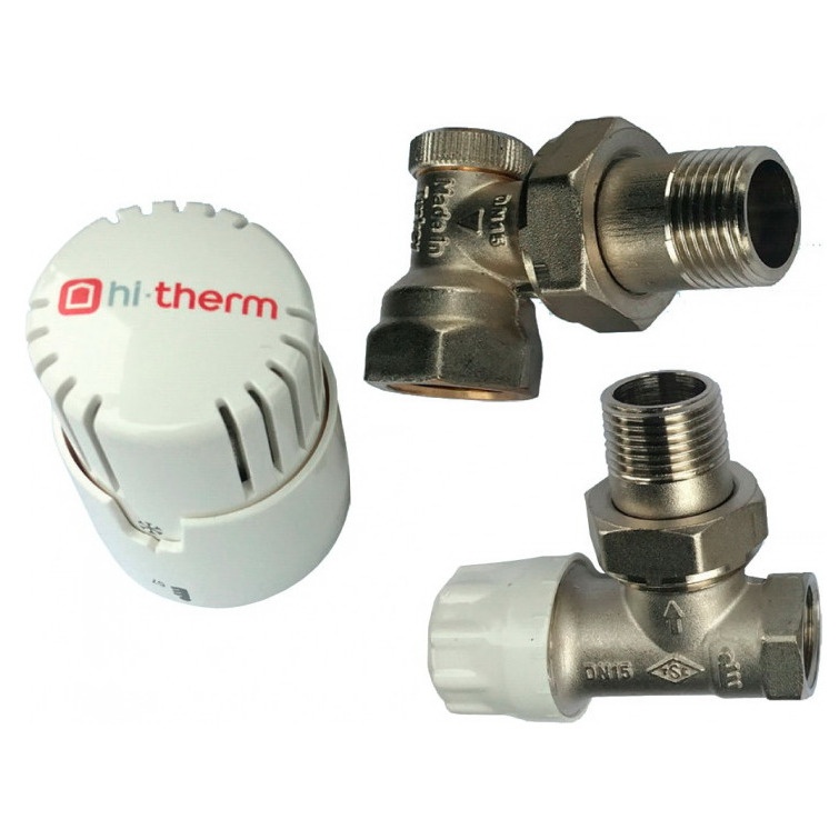 Термокомплект для радиатора HI-THERM угловой 1/2" с боковым подключением 602.120.824