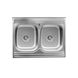 Мойка для кухни из нержавеющей стали прямоугольная накладная PLATINUM 8060D САТИН 800x600x180мм матовая 0.7мм на две чаши с сифоном PLS-A602 1 из 5