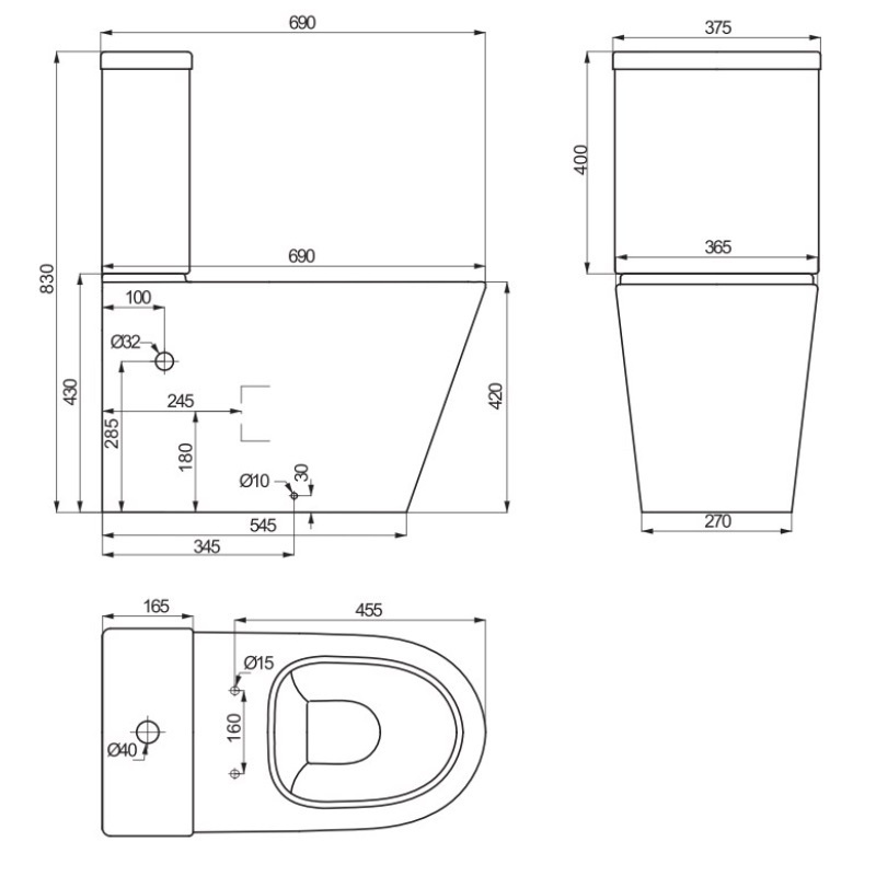 Унитаз-компакт напольный безободковый белый PRIMERA TOPIC сиденье микролифт выпуск в стену 8490020