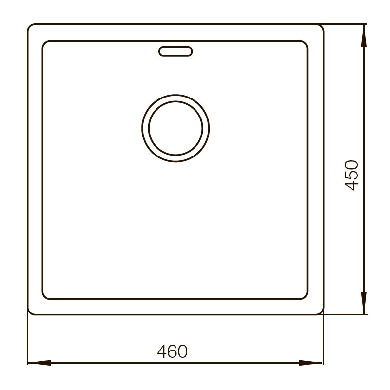 Мойка для кухни из нержавеющей стали прямоугольная MIXXUS MX4645-200x1.2-HANDMADE 460x450x200мм матовая 1.2мм с сифоном MX0567