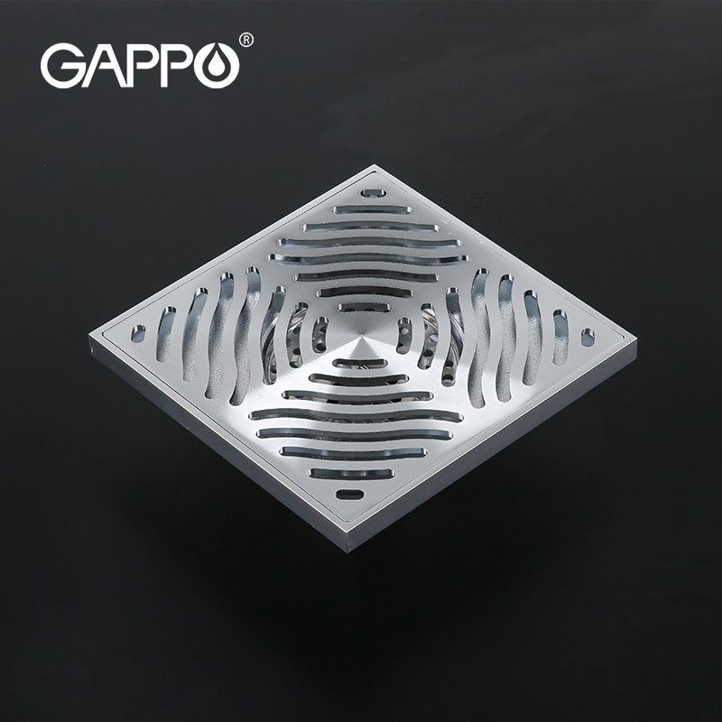 Трап для душу GAPPO 150x150мм із сухим затвором вертикальний випуск хром G81550