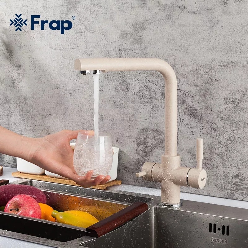 Cмеситель для кухни с краном для фильтрованной воды FRAP бежевый латунь F4352-23