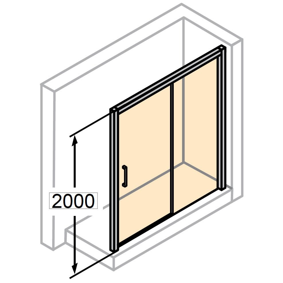 Дверь стеклянная для душевой ниши раздвижная двухсекционная HUPPE Classics 2 200x140см прозрачное стекло 6мм профиль черный C25611.123.321
