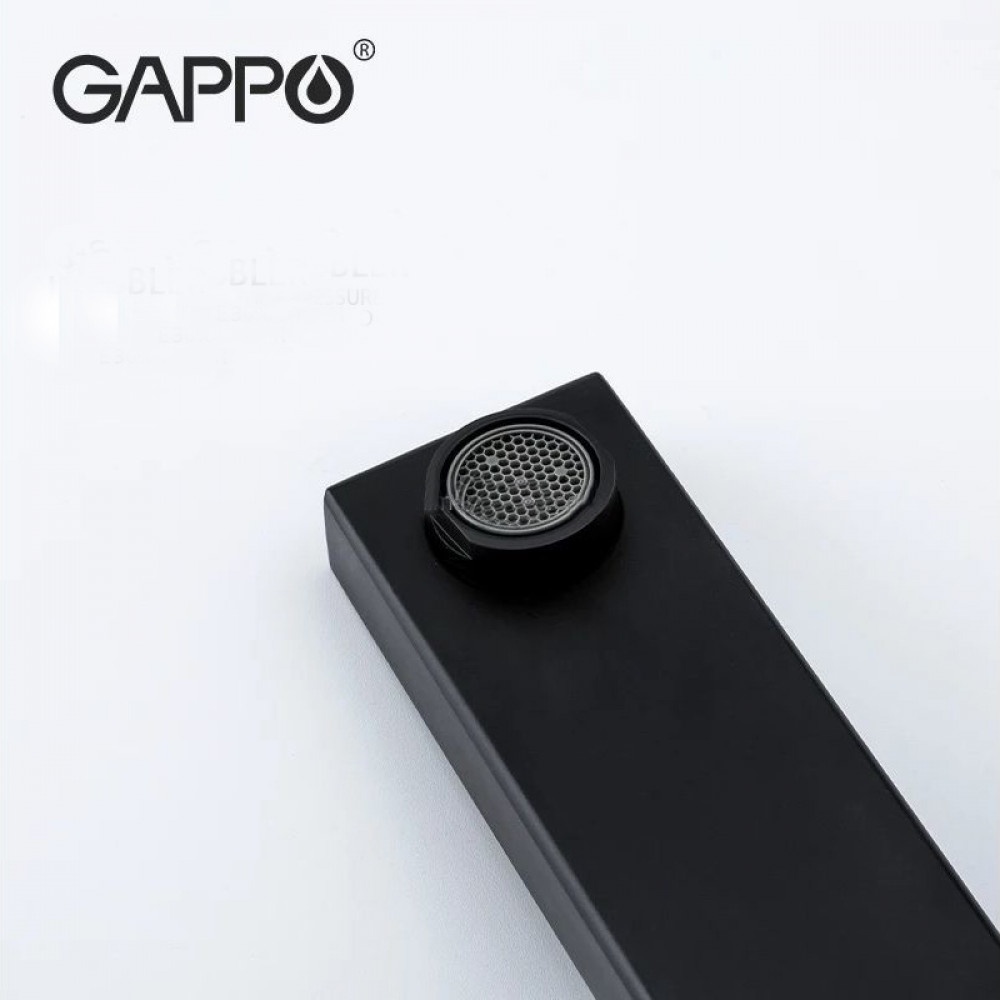Cмеситель для умывальника однорычажный настенного монтажа GAPPO черный латунь G1017-16
