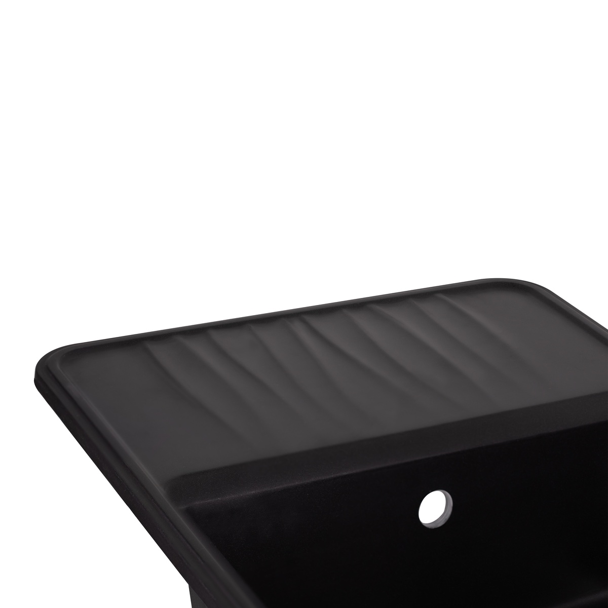 Кухонная мойка из искусственного камня прямоугольная Q-TAP CS 505мм x 730мм черный с сифоном QT7440BLA404