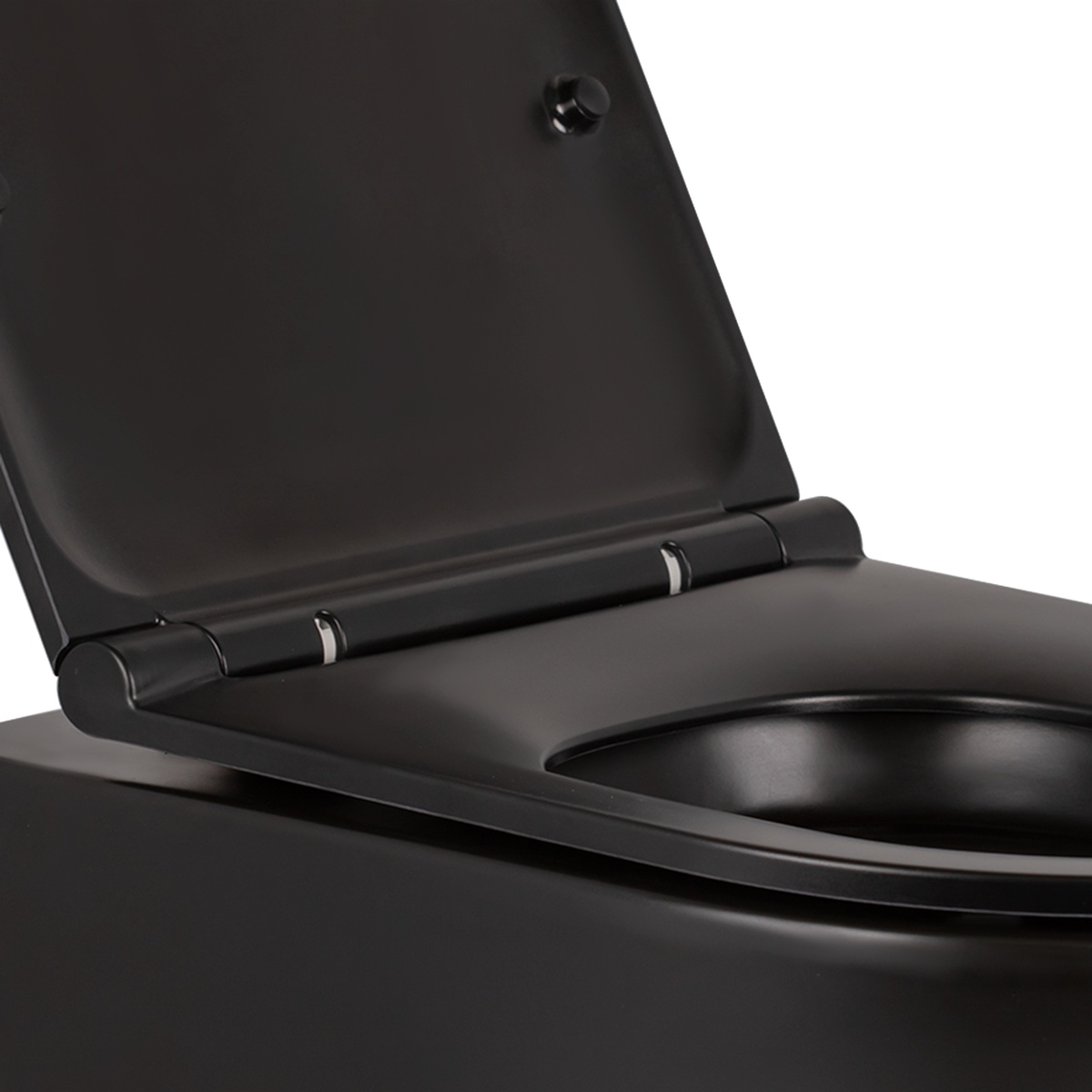 Унітаз підвісний безобідковий чорний Q-TAP Robin із сидінням з мікроліфтом QT13332141ERMB