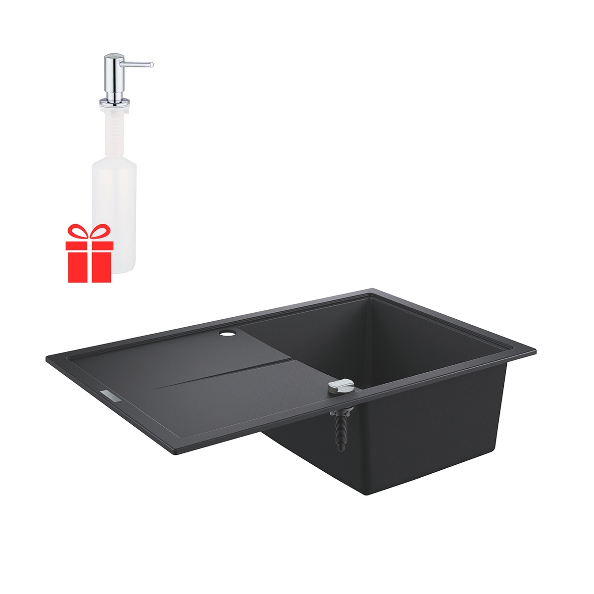 Кухонна мийка керамічна прямокутна GROHE K400 Contemporary 500мм x 780мм чорний із сифоном в комплекті 31639AP040536000